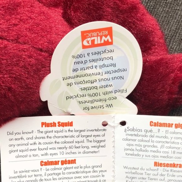 NWT Wild Republic wine plush Squid 31” glass eyes - Picture 7 of 10